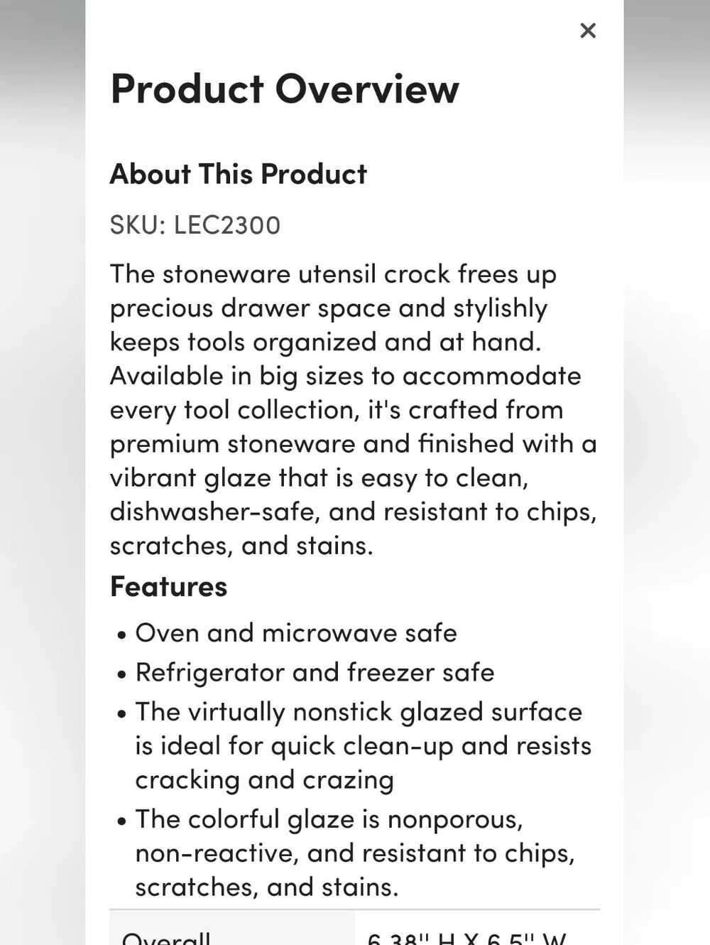 Le Creuset 2.3L Utensil Crock- Marseille